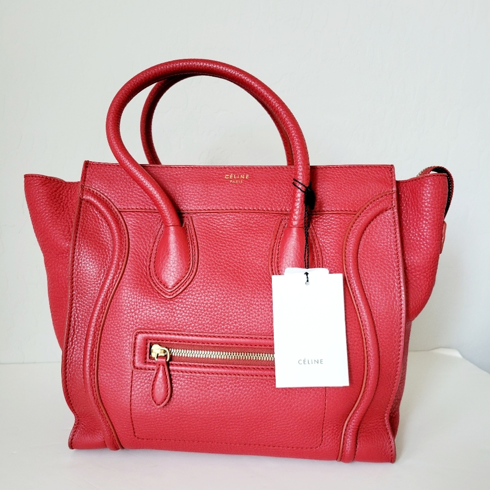 NEW Mini Celine Luggage Red Leather Handbag